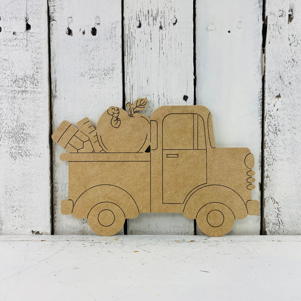 Back to School Old Style Truck Cutout, Wooden Paintable, Paint by Line