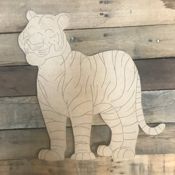 Tiger Cutout, Wooden Paintable, Paint by Line