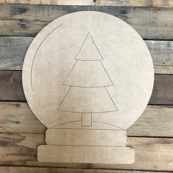 Christmas Tree Snow Globe Cutout, Unfinished Shape, Paint by Line