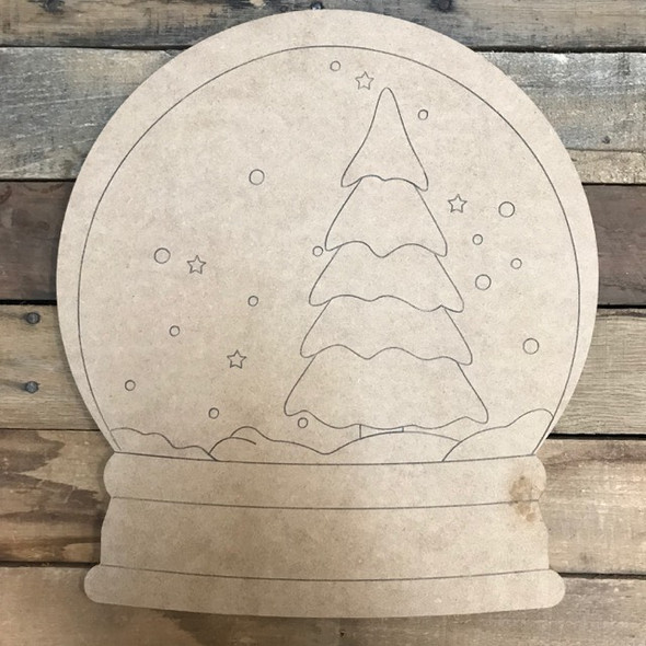 Christmas Tree Snow Globe Cutout, Wood Shape, Paint by Line