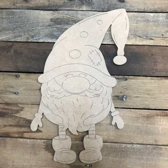 Gnome with Boots Cutout, Shape, Paint by Line