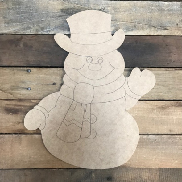 Snowman Cutout, Unfinished Shape, Paint by Line