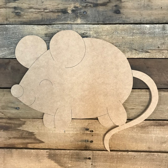 Mouse Cutout, Unfinished Shape, Paint by Line