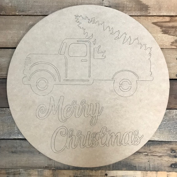Merry Christmas Circle, Wood Cutout, Shape, Paint by Line