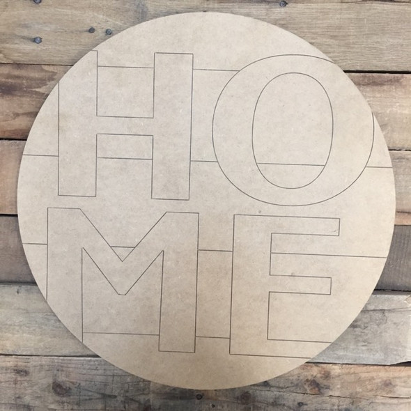 Home Circle, Wood Cutout, Shape, Paint by Line