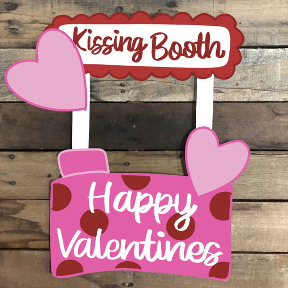 Kissing Booth, Valentines Wood Cutout, Shape, Paint by Line