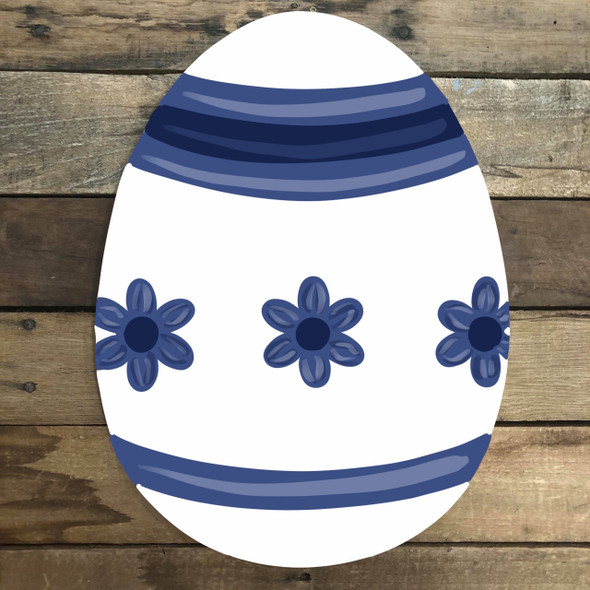 Flowers and Lines Easter Egg Cutout, Unfinished Shape, Paint by Line