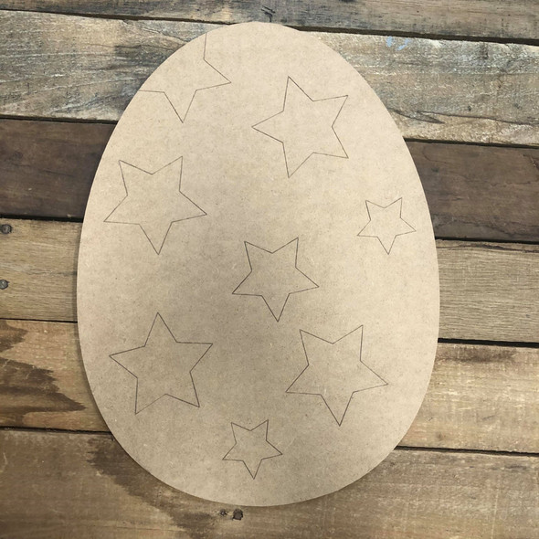 Star Easter Egg Cutout, Unfinished Shape, Paint by Line