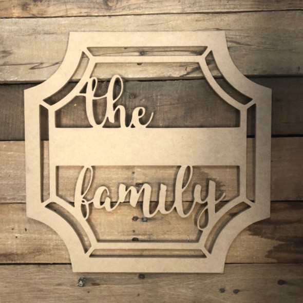 The Family Blank Square Frame Wooden - Unfinished DIY Craft
