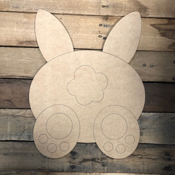 Bunny Butt Cutout, Unfinished Shape, Paint by Line
