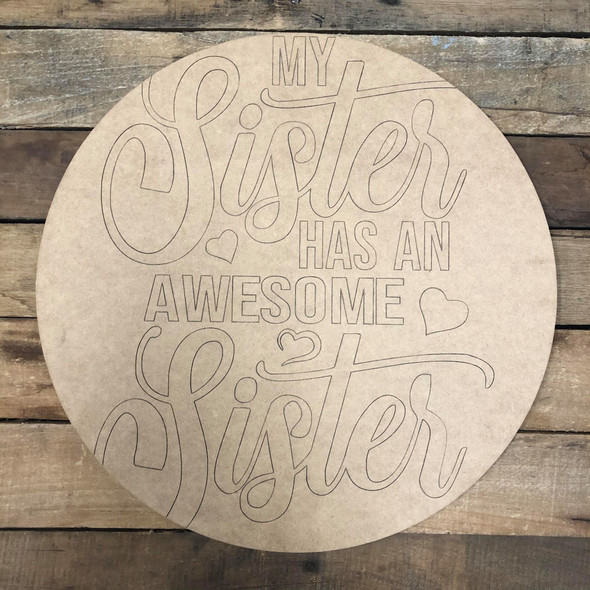 Sister Circle, Wood Cutout, Shape Paint by Line