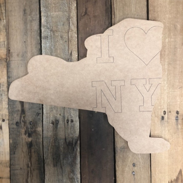 I Love New York State Cutout, Unfinished Wall Decor Paint by Line