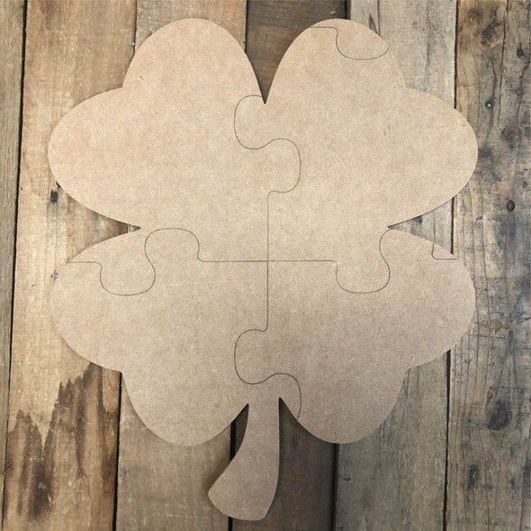 4 Leaf Clover Puzzle Cutout, Unfinished Wall Decor Paint by Line