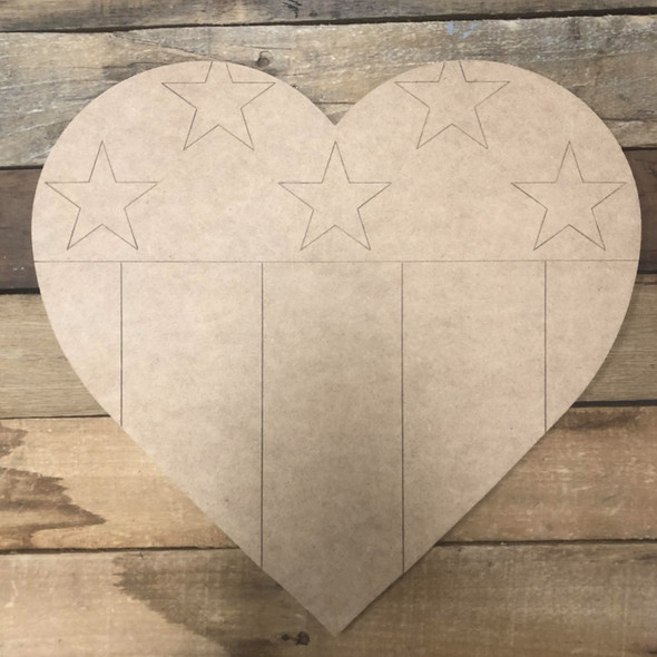 American Heart, Wood Cutout, Shape Paint by Line