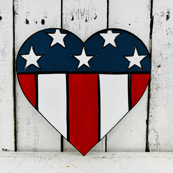 American Heart, Wood Cutout, Shape Paint by Line