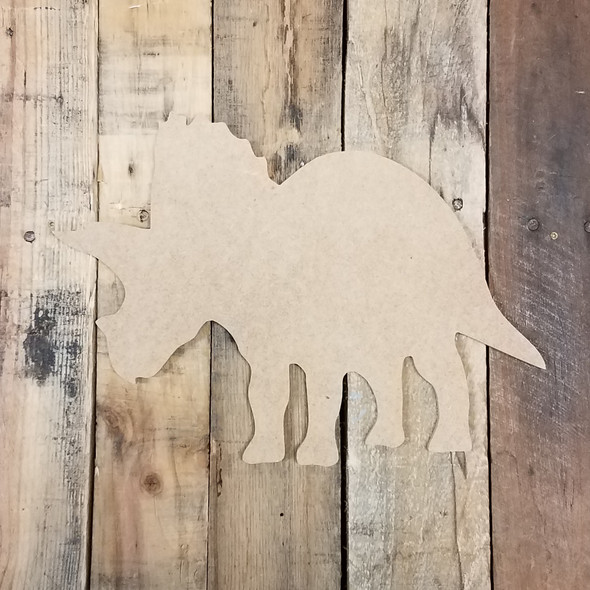 Triceratops Dinosaur Cutout, Wooden Shape, Paintable MDF