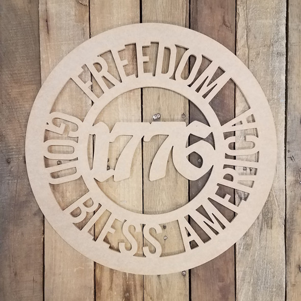 Freedom Circle God Bless America Unfinished DIY Art Craft Shape