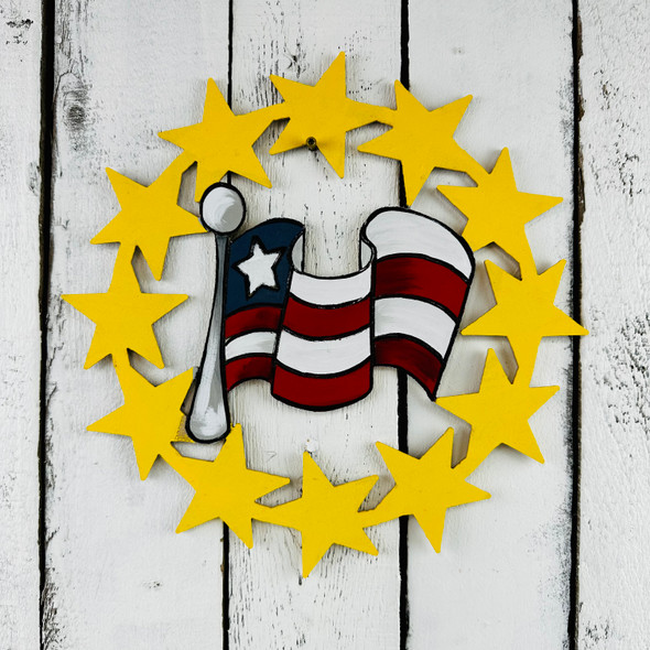 Star Wreath American Flag Shape Cutout, Patriotic Paint by Line Craft