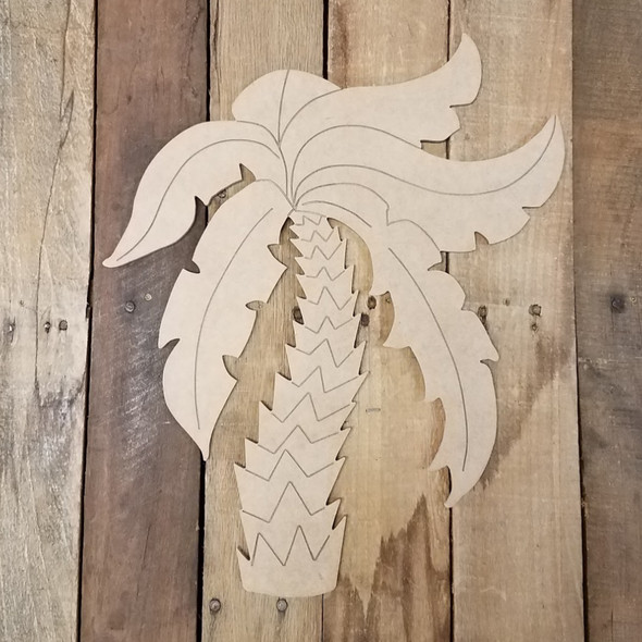 Single Palm Tree Wooden Craft Shape, Paint by Line