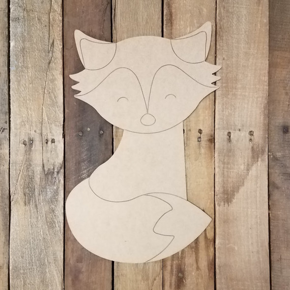 Sly Fox Cutout, Unfinished Animal Shape, Paint by Line