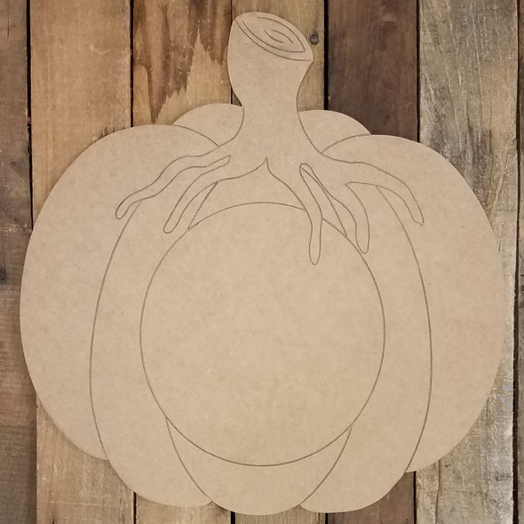 Fall Pumpkin With Stem Monogram Blank, Unfinished Shape, Paint by Line WS