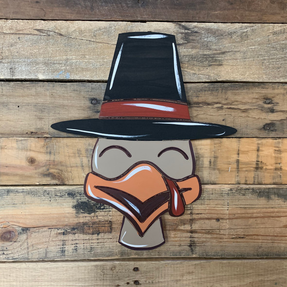 Thanksgiving Turkey With Hat Cutout, Wood Shape, Paint by Line WS