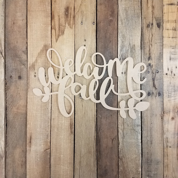 Welcome Fall Shape Phrase, Unfinished Craft Word Paintable DIY WS
