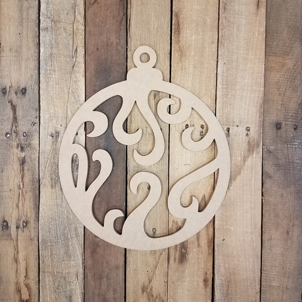 Ornament With Swirls Unfinished Cutout, Wooden Shape MDF, WS
