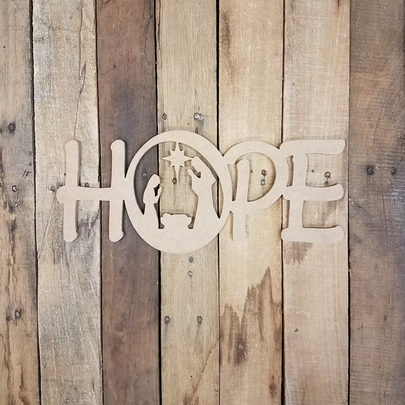 Hope Word Nativity Scene Wood Cutout, Unfinished  DIY Craft WS
