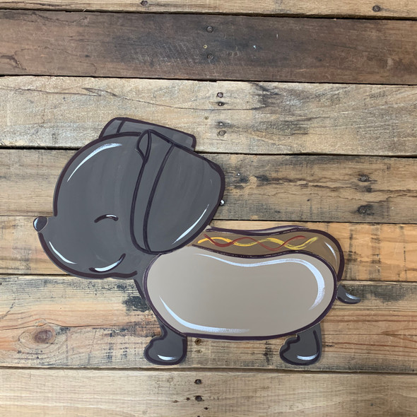 Weiner Dog Puppy, Wood Cutout, Paint by Line