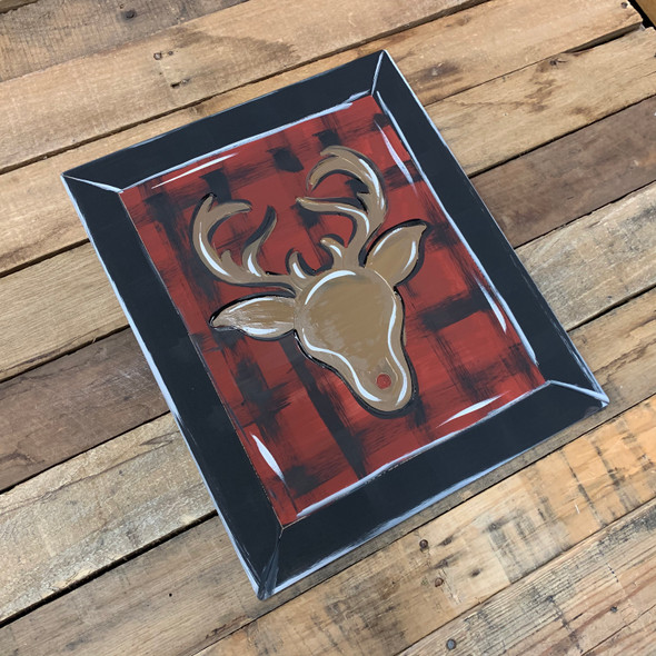 Christmas Reindeer Buck Silhouette , Paint by Line Wood Shape, WS