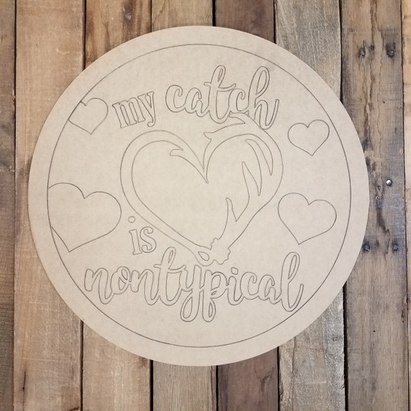 My Catch is Nontypical Valentine Circle Cutout, Shape, Paint by Line WS