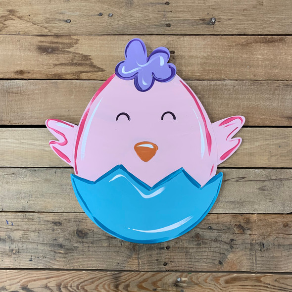Hatching Easter Baby Chick Cutout, Unfinished Decor DIY Paint by Line WS