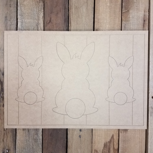 3 Bunnies Seasonal Beaded Board Plaque,  Wooden Cutout, Paint by Line WS
