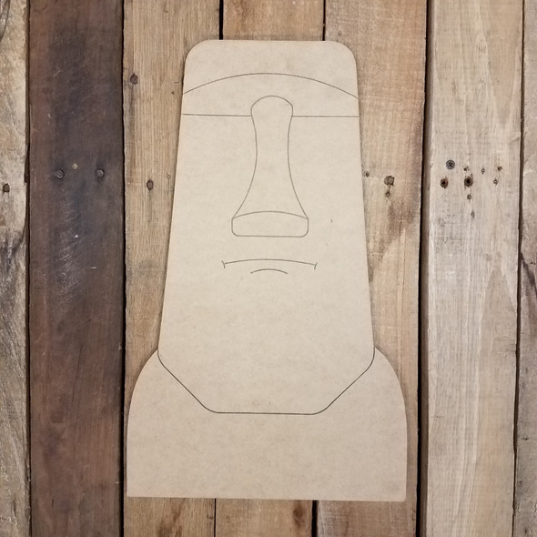 Easter Island Head Statue Wood Shape, Paint by Line