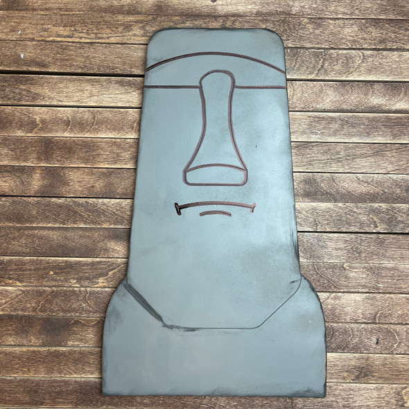 Easter Island Head Statue Wood Shape, Paint by Line