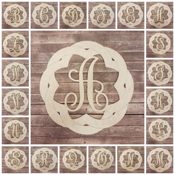 Boho Weave Cursive D?cor Monogram, Unfinished DIY Shape WS