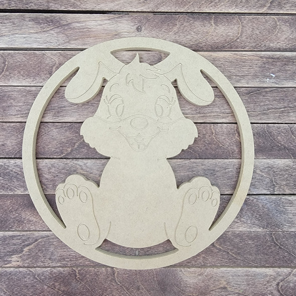 Easter Bunny Circle, Engraved DIY Craft Shape WS