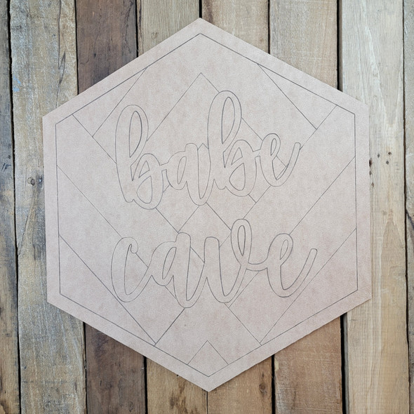 Babe Cave Boho Hexagon Art, Paint by Line Unfinished Wood Shape