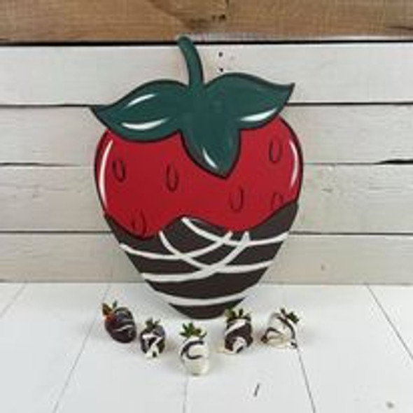 Dipped Strawberry, Paint by Line, Wood Craft Design