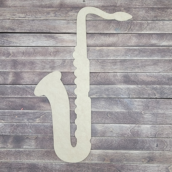 Saxophone, Wooden Shape Unfinished Cutout, Paintable MDF Craft WS