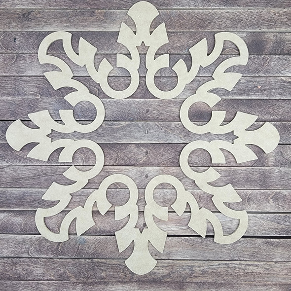 Snowflake Inspired Mosaic Art, Unfinished Wooden Cutout Craft Design