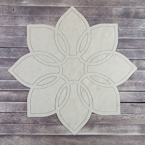 Floret Flower Layered Art 2 Piece Design, Unfinished Wood Cutout 