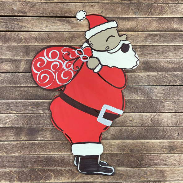 Santa With Bag Of Presents, Wood Craft Cutout, Paintable MDF Craft