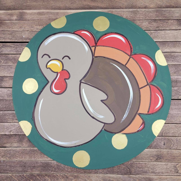 Thanksgiving Turkey Circle Shape, Paint by Line ,Design Wood Craft Cutout