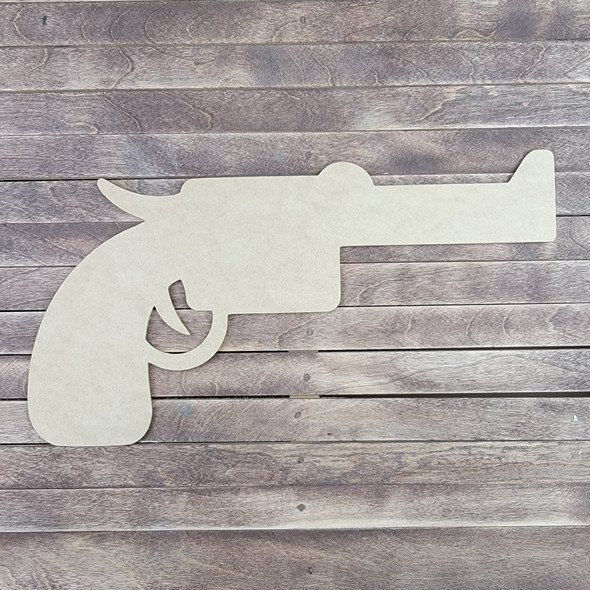 Western Revolver, Wood Craft Cutout Paintable MDF Design