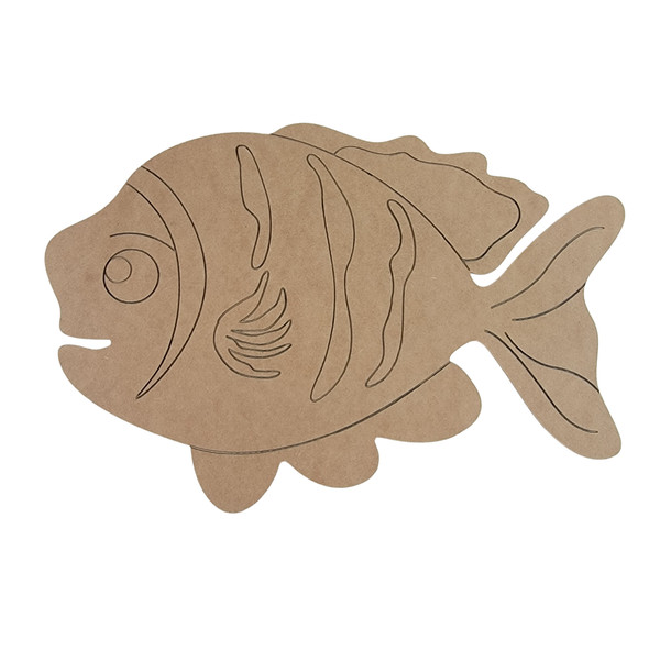 Fishy Fish Shape, Paint by Line, Wood Craft Cutout WS