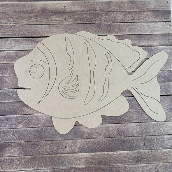 Fishy Fish Shape, Paint by Line, Wood Craft Cutout WS