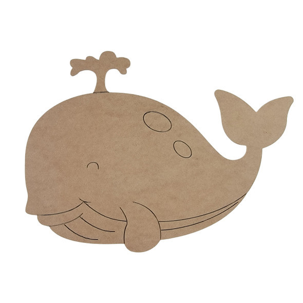 Happy Whale Shape, Paint by Line, Wood Craft Cutout WS