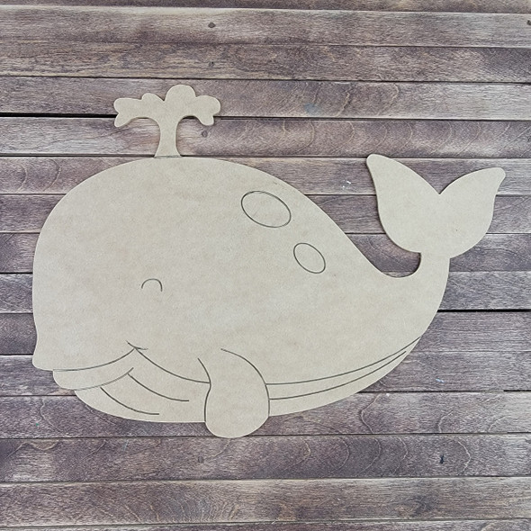 Happy Whale Shape, Paint by Line, Wood Craft Cutout WS